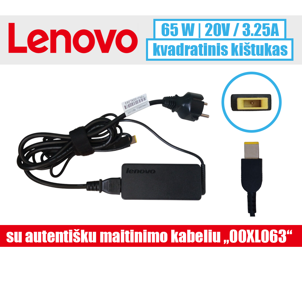 Lenovo įkroviklis 20V=3.25A, 65W (ADP-65FD B) - Image 1