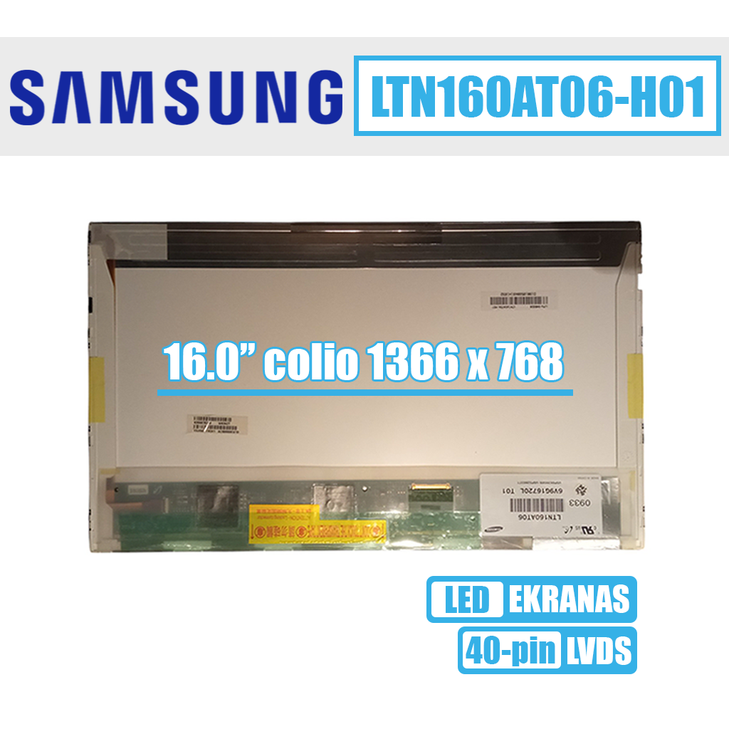 16.0" 1366x768 WXGA HD, blizgus, 40pin (apačioje dešinėje)