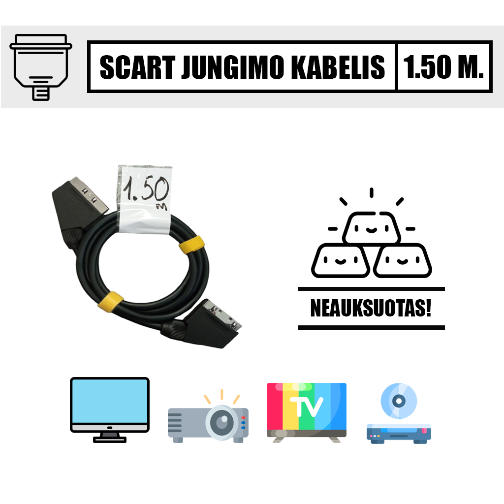 SCART neauksuotas kabelis 1.5 m. (vienos gyslos skydas) - Image 1