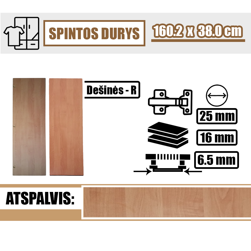 Spintos durys 160.2 x 38 cm (dešinės pusės) - Image 1