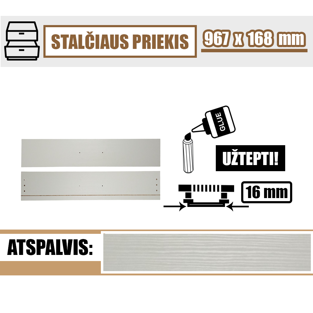 4 durų spintos stalčiaus priekis (baltas su raštu) - Image 1