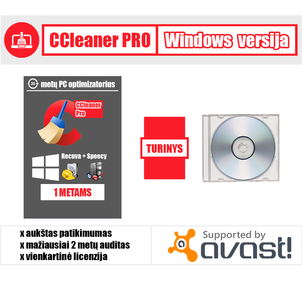 CCleaner „Professional Plus“ fizinis leidimas (1 PC / 12 mėn.)