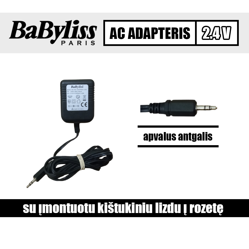 BaByliss AC adapteris 2.4V=1.0A (HKA-024100EC-230) - Image 1