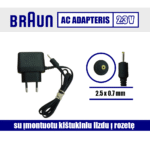 Braun Type 5520 AC adapteris 2.3V=0.75A (2.5 x 0.7 mm)