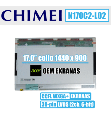 17.0" 1440x900 WXGA+ blizgus, 30pin (viršuje dešinėje)