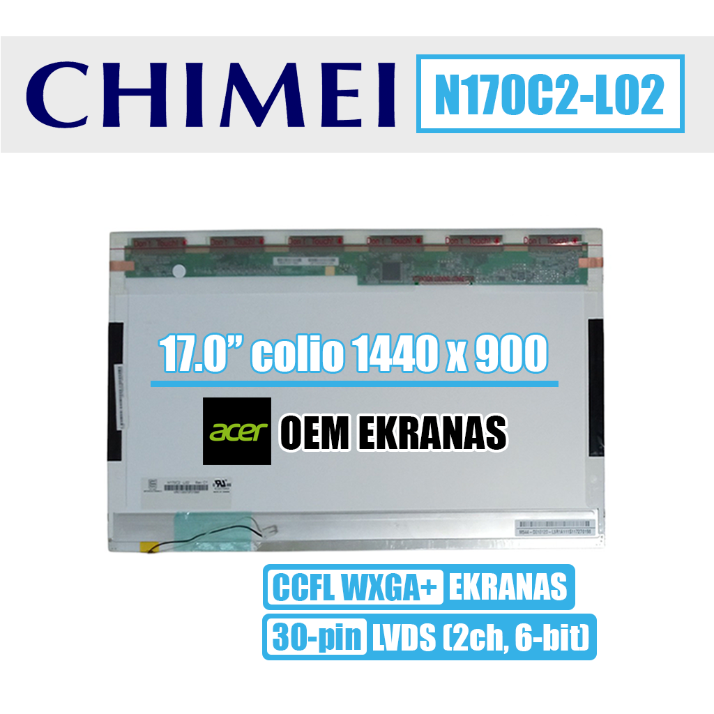 17.0" 1440x900 WXGA+ blizgus, 30pin (viršuje dešinėje) - Image 1