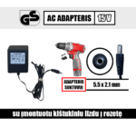 GS AC adapteris DC15V=400 mA (5.5 x 2.1 mm)