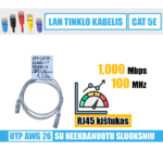 LAN tinklo kabelis / RJ45 / UTP CAT.5E 4P / 1.50 m. / pilkas