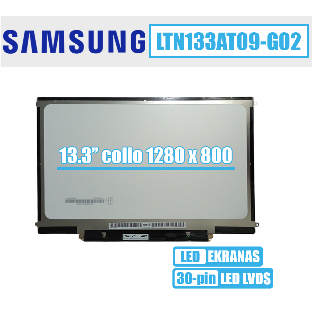 13.3" 1280x800 WXGA HD, blizgus, 30pin (LED priekyje kairėje)