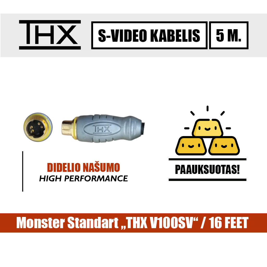 S-Video kabelis THX V100SV / 16 pėdų ilgio (5 m.) - Image 1