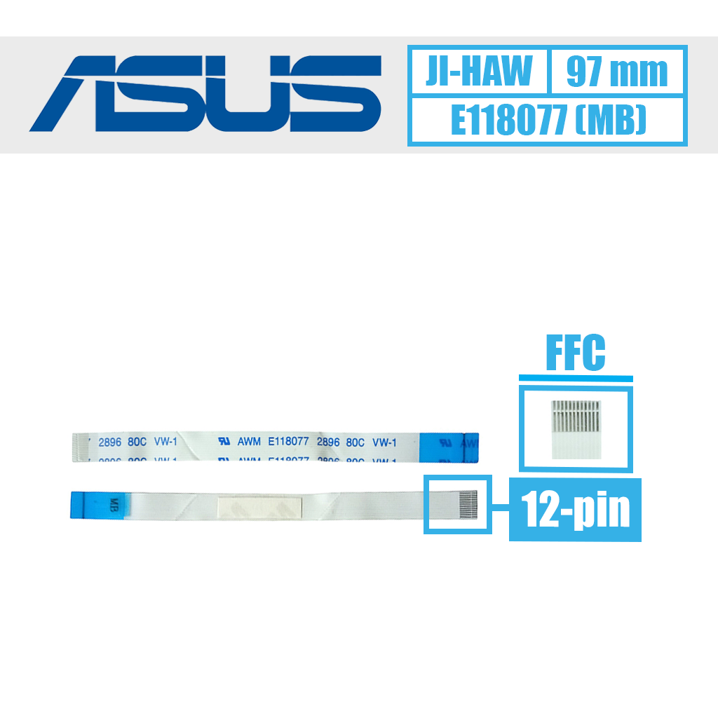 Asus FFC kabelis į MB, 12 pin (JI-HAW E118077 80C 30V) - Image 1
