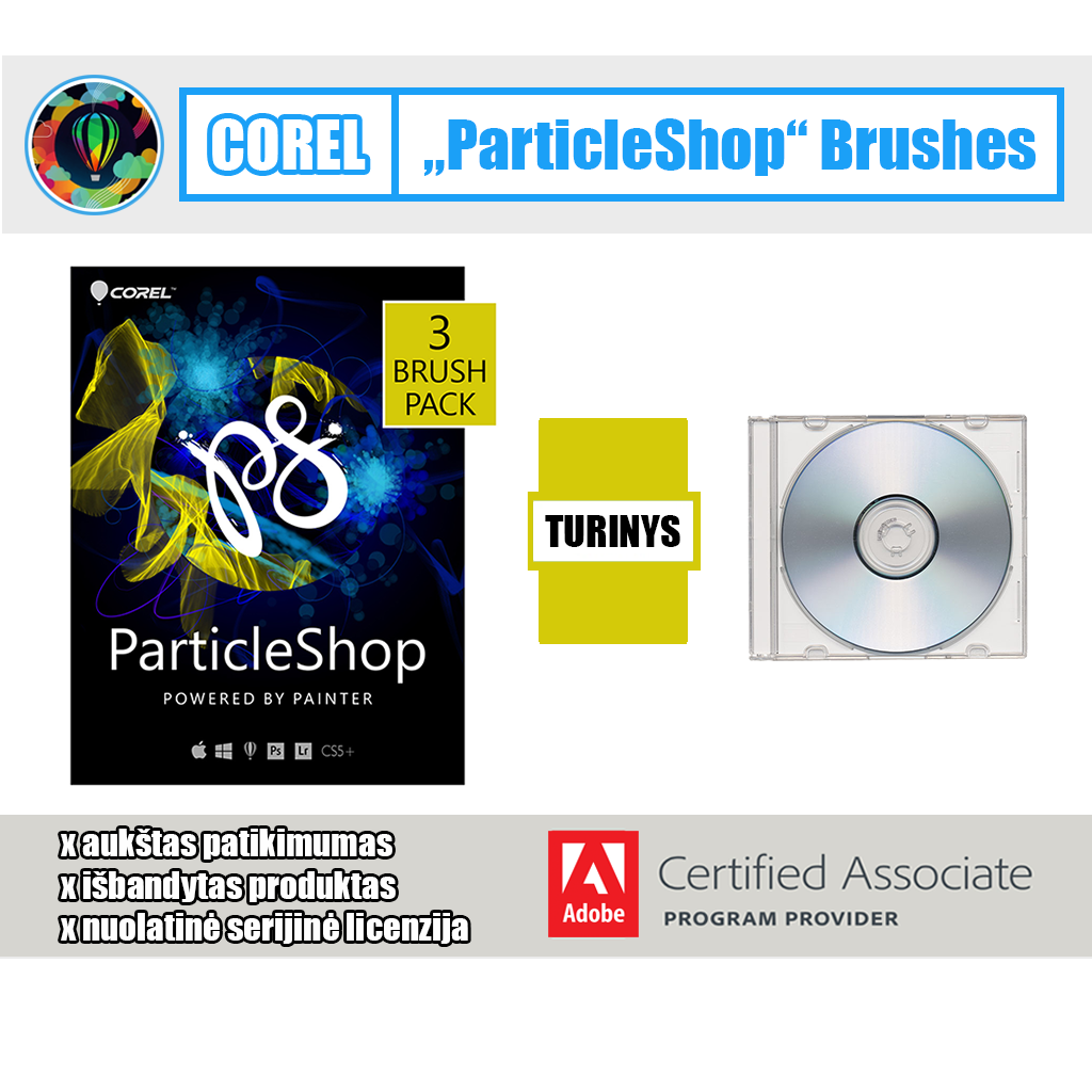 Corel ParticleShop profesionalo lygio teptukai