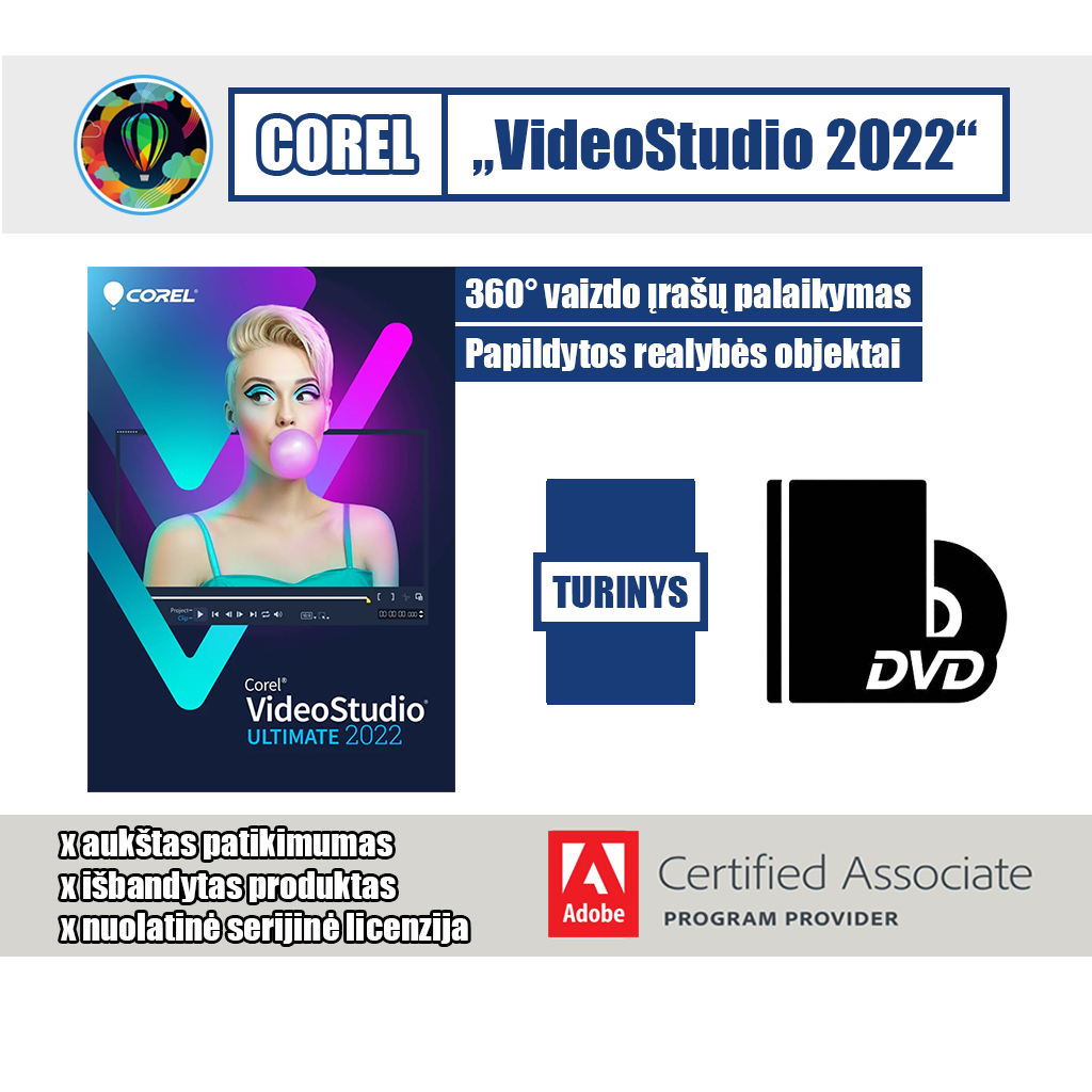 Corel VideoStudio 2022 Ultimate versijos paketas