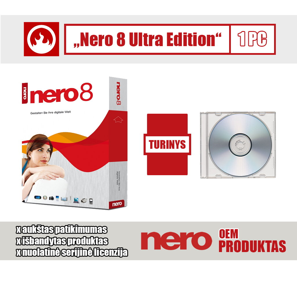 Nero 8 Ultra Edition failų ir medijos įrašymo rinkinys
