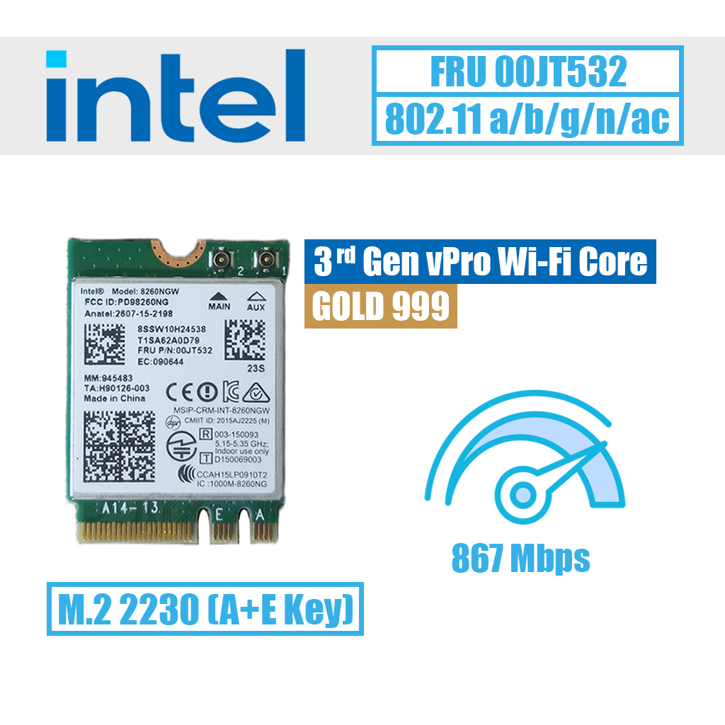 Intel 8260NGW tinklo plokštė 867 Mbps (FRU 00JT532) - Image 1