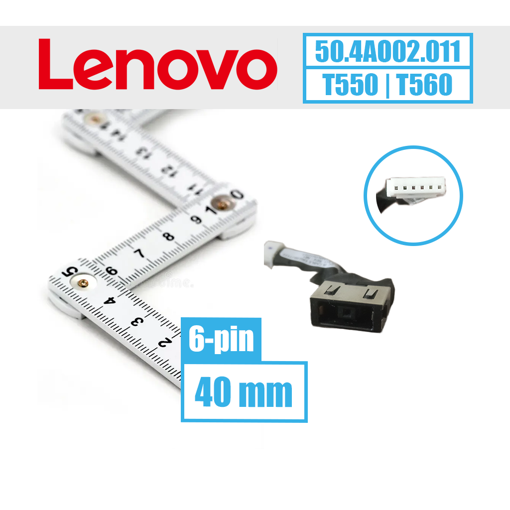 Lenovo DC įkrovimo lizdas, 6 pin (50.4AO02.011) / 40 mm - Image 1